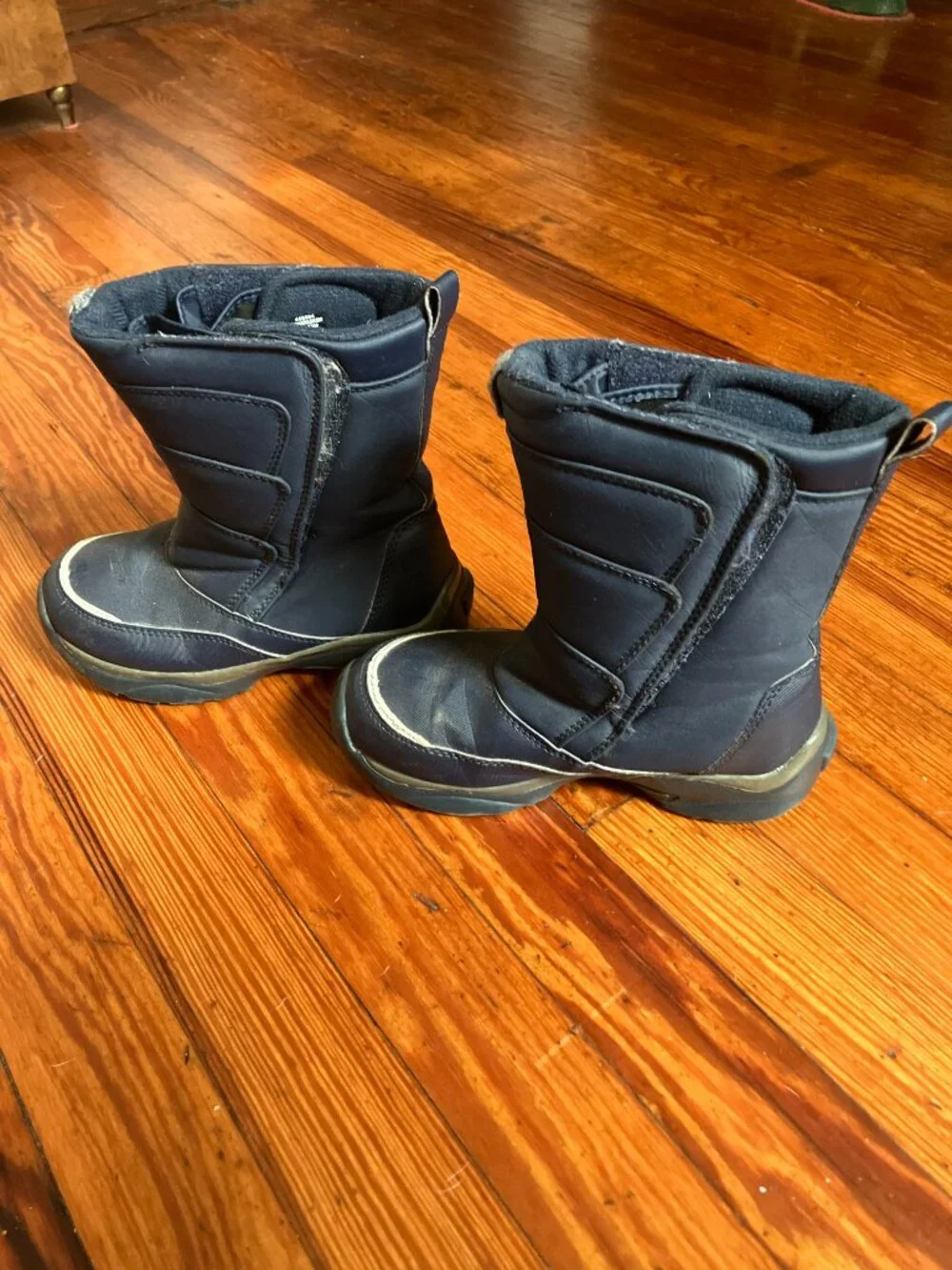 Kids Navy Insulated Snow Boots Youth US 13M Hook & Loop Winter Boots